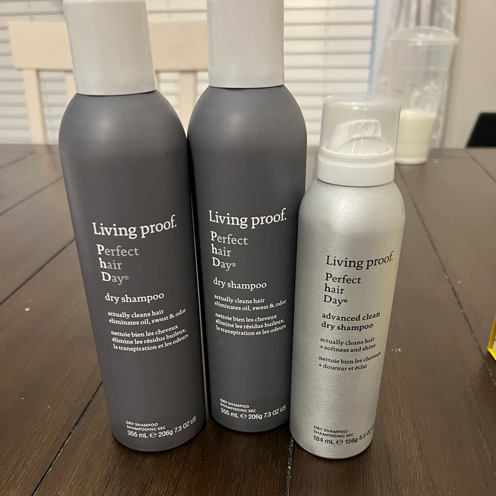 Living proof dry shampoo x2 plus a free advance dry shampoo (cap is broken)